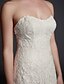baratos Vestidos de Casamento-Mermaid / Trumpet Wedding Dresses Strapless Court Train Lace Sleeveless Formal Illusion Detail with Lace 2021