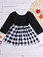 cheap Baby Girls&#039;  Dresses-Baby Girls&#039; Basic Cotton Check Long Sleeve Dress Black / Toddler