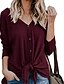 cheap Women&#039;s Blouses &amp; Shirts-Women&#039;s Slim Shirt - Solid Colored Dusty Rose V Neck Black