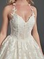 Χαμηλού Κόστους Wedding Dresses-Wedding Dresses Court Train Ball Gown Sleeveless Halter Lace With Lace Beading 2023 Bridal Gowns