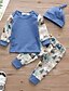 billiga Babykläder för pojke-Bebis Pojkar Ledigt Aktiv Tryck Tryck Långärmad Normal Klädesset Blå / Småbarn