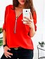 cheap Women&#039;s Blouses &amp; Shirts-Women&#039;s Blouse Shirt Solid Colored Patchwork Quarter Zip V Neck Basic Tops White Red Blushing Pink