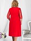 cheap Plus Size Dresses-Women&#039;s Plus Size Basic Shift Dress - Geometric Lace Fashion Spring Blue Red Light Blue XXL XXXL XXXXL