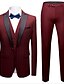 cheap Tuxedo Suits-Black Gray Burgundy Men&#039;s Valentine&#039;s Day Tuxedos Solid Colored Slim Fit Single Breasted One-button 2022