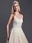 cheap Wedding Dresses-Ball Gown Wedding Dresses Illusion Neck Court Train Lace Tulle Sleeveless Romantic Illusion Detail with Lace Appliques 2020