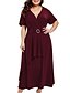cheap Women&#039;s Dresses-Women&#039;s Maxi Swing Dress - Short Sleeve Solid Colored V Neck Wine Black Blue Purple XL XXL XXXL XXXXL XXXXXL