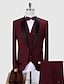 cheap Tuxedos-Dark Grey Black Burgundy Men&#039;s Wedding Tuxedos Shawl Collar Solid Colored Standard Fit Single Breasted One-button 2022