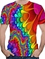 זול הַנדָסִי-קשת פרחי גברים חולצה גרפית צבעונית 3D קז&#039;ואל | כותנה קיץ חולצות מצחיקות ביגוד הדפסת צוואר עגול מופשט