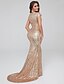 cheap Prom Dresses-Mermaid / Trumpet Special Occasion Dresses Celebrity Style Dress Formal Evening Sweep / Brush Train Short Sleeve Jewel Neck Sequined with Sequin 2023