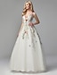 cheap Evening Dresses-A-Line Special Occasion Dresses White Dress Homecoming Floor Length Sleeveless V Neck Lace with Embroidery Appliques 2023