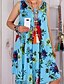 cheap Women&#039;s Dresses-Women&#039;s Plus Size Green Blue Dress Summer Casual Vacation Shift Floral Print S M Loose