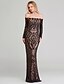 cheap Evening Dresses-Sheath / Column Celebrity Style Formal Evening Dress Off Shoulder Long Sleeve Floor Length Sequined with Sequin 2021
