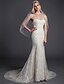 baratos Vestidos de Casamento-Mermaid / Trumpet Wedding Dresses Strapless Court Train Lace Sleeveless Formal Illusion Detail with Lace 2021
