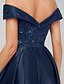 cheap Prom Dresses-A-Line Elegant Formal Evening Dress Off Shoulder Short Sleeve Floor Length Satin with Embroidery 2020