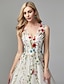 cheap Evening Dresses-A-Line Special Occasion Dresses Floral Dress Valentine&#039;s Day Wedding Guest Floor Length Sleeveless V Neck Lace with Embroidery Appliques 2024