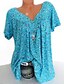 billige Bluser og trøjer til kvinder-Dame Bluse Skjorte Blomstret Grafisk Geometrisk Patchwork Trykt mønster V-hals Toppe Blå Lyserød Vin