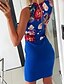 cheap Mini Dresses-Women&#039;s Bodycon Short Mini Dress - Sleeveless Floral Spring &amp; Summer Deep V 2020 White Blue S M L XL