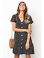 cheap Mini Dresses-Women&#039;s Basic Loose Swing Dress Print V Neck Cotton Black Yellow Blue S M L XL