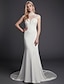 cheap Wedding Dresses-Mermaid / Trumpet Wedding Dresses High Neck Court Train Lace Satin Sleeveless Sexy See-Through Illusion Detail Backless with Lace Beading 2020