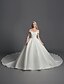 cheap Wedding Dresses-Ball Gown Wedding Dresses Off Shoulder Sweep / Brush Train Organza Satin Sleeveless Glamorous Plus Size with Draping 2021