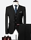 お買い得  スーツ-ブラック ホワイト イエロー メンズ ウェディング パーティー イブニング ホームカミング スーツ ソリッド カラー 3 ピース スリム フィット シングルブレスト 2 ボタン 2024