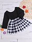 cheap Baby Girls&#039;  Dresses-Baby Girls&#039; Basic Cotton Check Long Sleeve Dress Black / Toddler