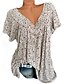 رخيصةأون بلوزات وقمصان للنساء-Women&#039;s Blouse Shirt Floral Graphic Geometric Patchwork Print V Neck Tops Blue Blushing Pink Wine