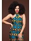 cheap Women&#039;s Jumpsuits &amp; Rompers-Women&#039;s Basic / Street chic Halter Neck Blue Jumpsuit Onesie, Geometric S M L Cotton