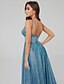 cheap Prom Dresses-A-Line Elegant Sparkle &amp; Shine Formal Evening Dress V Neck Sleeveless Floor Length Taffeta Sequined with Pleats Beading Crystal Brooch 2021