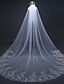 cheap Wedding Veils-One-tier Luxury / Lace Applique Edge Wedding Veil Cathedral Veils with Sequin / Appliques 118.11 in (300cm) Lace / Tulle / Oval