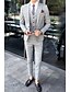 cheap Suits-Light Grey Checkered Slim Fit Polyster Suit - Peak Single Breasted One-button / Suits