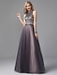 cheap Evening Dresses-A-Line Luxurious Grey Prom Formal Evening Dress Halter Neck Sleeveless Floor Length Tulle with Crystals Beading 2020