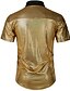 cheap Men&#039;s Shirts-Men&#039;s Shirt Solid Colored Geometric Short Sleeve Street Tops Sexy Rock Punk &amp; Gothic Gold Silver