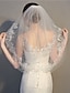 cheap Wedding Veils-Two-tier Stylish / Lace Applique Edge Wedding Veil Elbow Veils with Appliques 27.56 in (70cm) Lace / Tulle / Oval