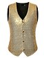 זול מעיל טרנץ&#039; לגברים-בגדי ריקוד גברים צווארון V וסט מנוקד שחור / אודם / זהב M / L / XL