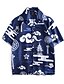 abordables Camisas de hombre-Hombre Bloques Gráfico Estampado Camisa Básico Casual Playa Escote Redondo Azul Piscina / Manga Corta
