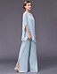 levne Šaty pro matku nevěsty-Two Piece / Pantsuit / Jumpsuit Jewel Neck Floor Length Chiffon Half Sleeve Jumpsuits Mother of the Bride Dress with Crystals Mother&#039;s Day 2020