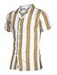 cheap Men&#039;s Shirts-Men&#039;s Shirt Striped Print Short Sleeve Casual Tops Basic Streetwear Black Yellow Orange