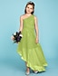 Χαμηλού Κόστους Φορέματα για παρανυφάκια-Γραμμή Α Ασύμμετρο Ένας Ώμος Σιφόν Junior Bridesmaid Dresses &amp; Gowns Με Πλαϊνό ντραπέ Παιδικό γαμήλιο φόρεμα καλεσμένων 4-16 ετών
