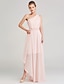 cheap Prom Dresses-A-Line Special Occasion Dresses Celebrity Style Dress Formal Evening Sweep / Brush Train Sleeveless One Shoulder Chiffon with Sash / Ribbon Split Front 2024