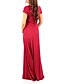 cheap Maternity Dresses-Women&#039;s Sheath Dress Black Red Short Sleeve Solid Colored Lace up Pleated V Neck Elegant Sophisticated S M L XL / Cotton / Maxi / Maternity / Cotton