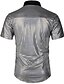 お買い得  メンズシャツ-男性用 シャツ ソリッド 幾何学模様 半袖 ストリート トップの セクシー ロック パンク＆ゴシック ゴールド シルバー