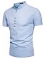 cheap Men&#039;s Shirts-Men&#039;s Solid Colored Shirt - Linen Basic Casual Formal Button Down Collar Standing Collar Wine / White / Black / Khaki / Light Blue / Short Sleeve