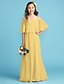 お買い得  ジュニア ブライドメイド ドレス-A-Line Floor Length Off Shoulder Chiffon Junior Bridesmaid Dresses&amp;Gowns With Pleats Kids Wedding Guest Dress 4-16 Year