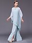 preiswerte Kleider für die Brautmutter-Two Piece / Pantsuit / Jumpsuit Jewel Neck Floor Length Chiffon Half Sleeve Jumpsuits Mother of the Bride Dress with Crystals Mother&#039;s Day 2020