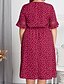 abordables Robes Grandes Tailles-Femme Chic de Rue Elégant Mi-long Trapèze Balançoire Robe - Noeud Mosaïque Imprimé, Points Polka Rouge XXL XXXL XXXXL Demi Manches