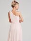 cheap Prom Dresses-A-Line Special Occasion Dresses Celebrity Style Dress Formal Evening Sweep / Brush Train Sleeveless One Shoulder Chiffon with Sash / Ribbon Split Front 2024