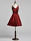 cheap Bridesmaid Dresses-Ball Gown / A-Line V Neck Knee Length Taffeta Bridesmaid Dress with Sash / Ribbon / Criss Cross / Draping