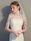 cheap Wedding Veils-Two-tier Stylish / Lace Applique Edge Wedding Veil Elbow Veils with Appliques 27.56 in (70cm) Lace / Tulle / Oval