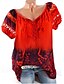preiswerte Tops für Frauen in Übergrößen-Damen T-Shirt Blumen Übergrössen Kurzarm Alltag Lose Oberteile Grundlegend V-Ausschnitt Blau Rosa Armeegrün